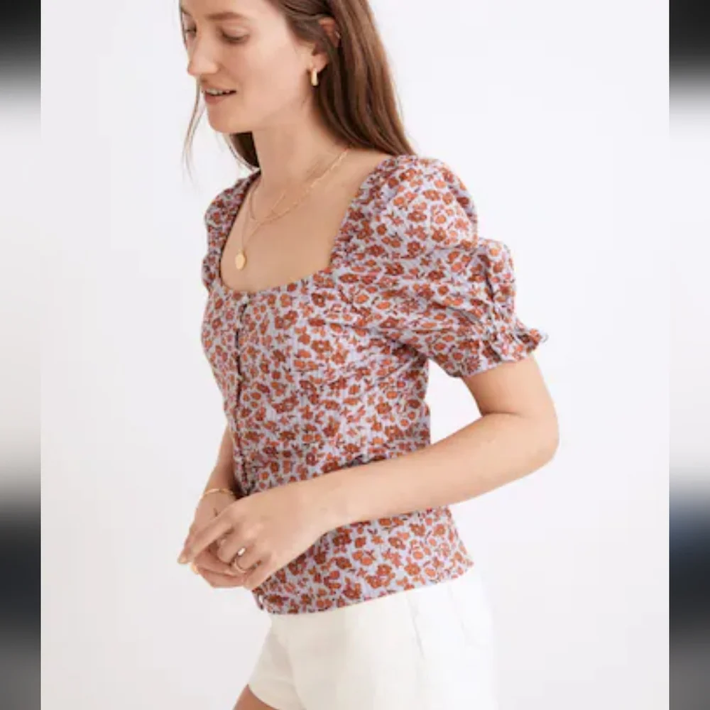 Madewell Floral Puff Sleeve Top 0